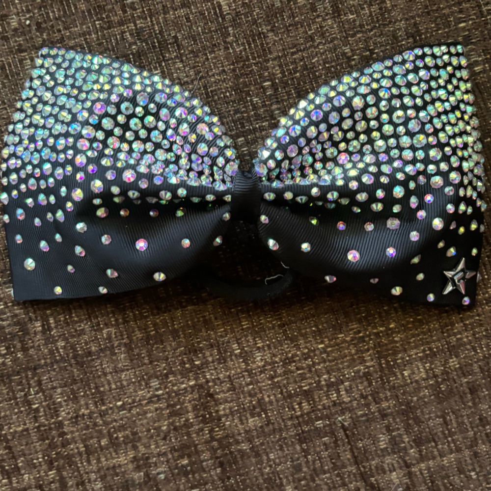 Black Rhinestone Ponytail Bow